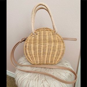 Woven Wicker Circle Boho Purse